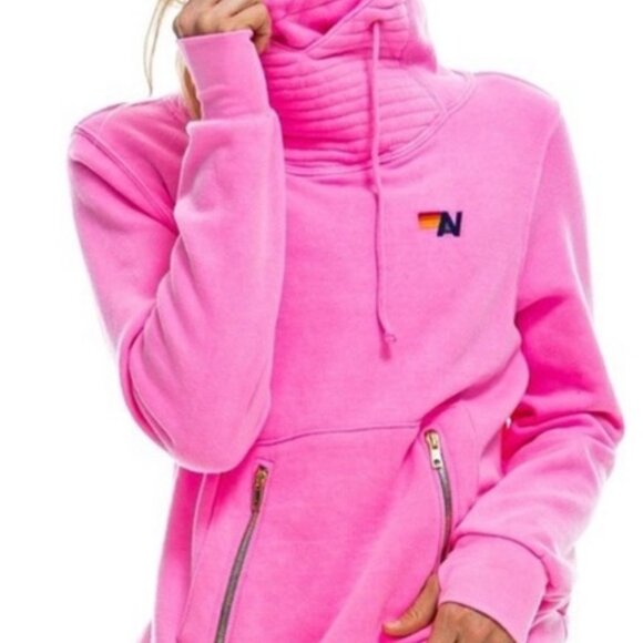 Aviator Nation Tops - AVIATOR NATION Sz XS Hot pink rare ninja sweatshirt 2 zip pocket